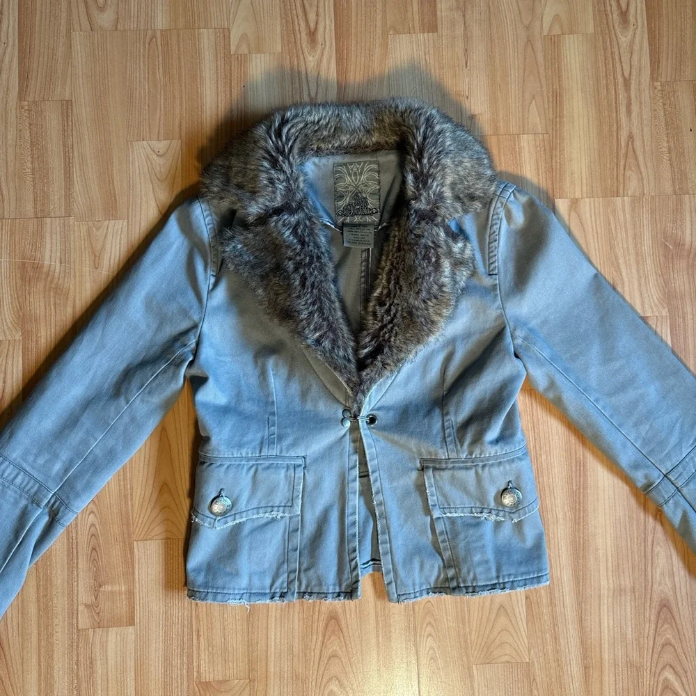 Y2K Faux Fur Collar Jacket - Picture 7 of 8